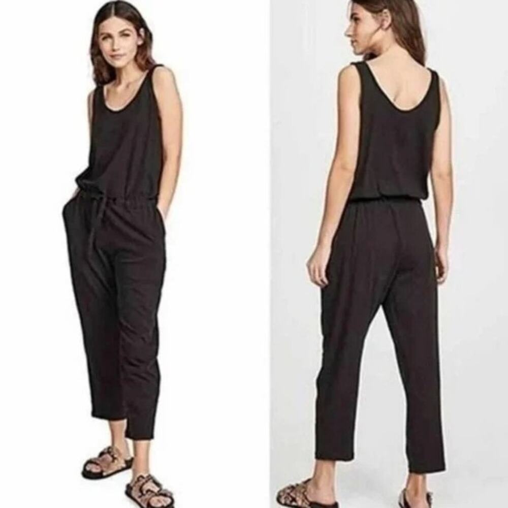 ATM Anthony Melillo High Torsion Jumpsuit Black Small Sleeveless Pockets Cropped